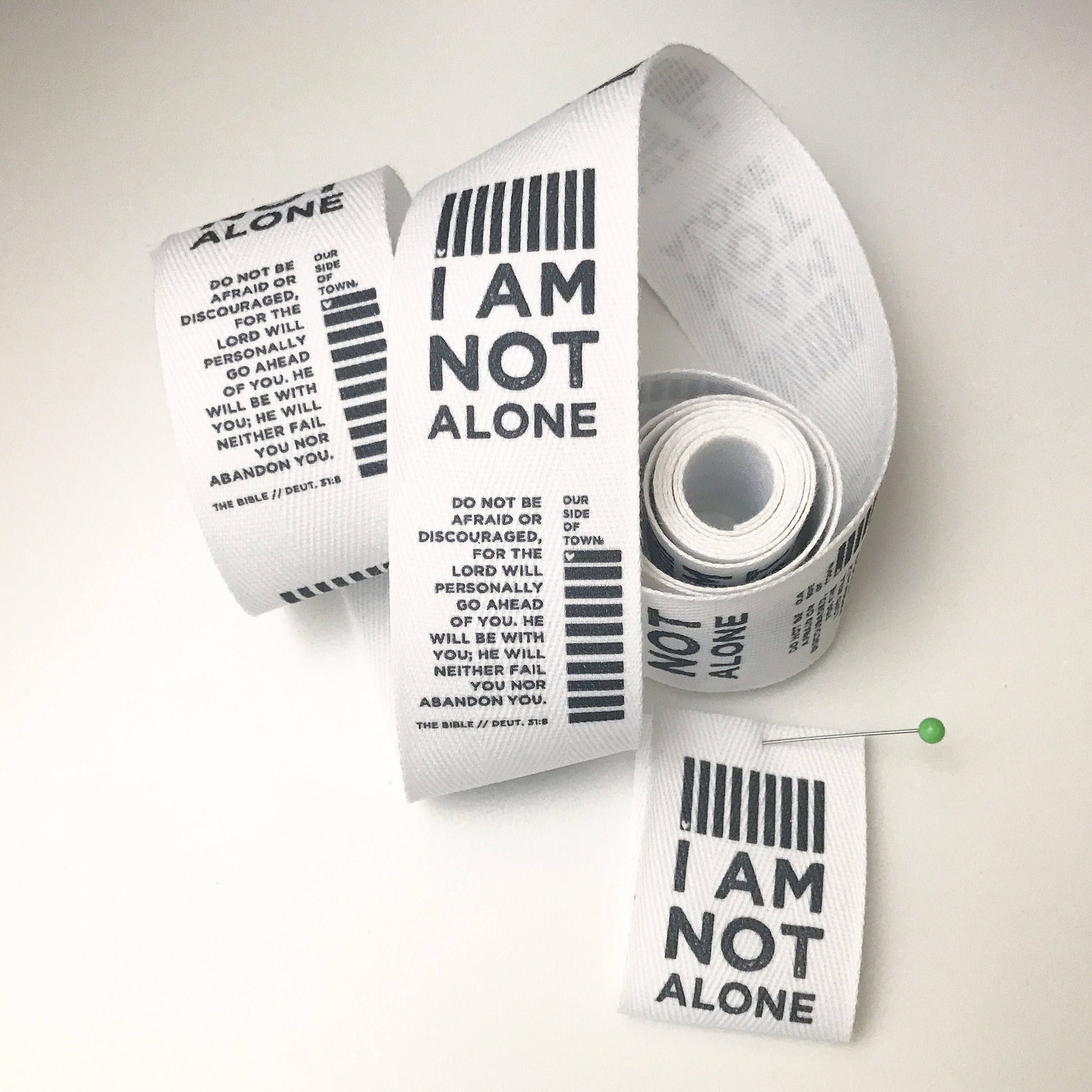 Custom (1.5 inch) SPOOL - Printed Cotton Twill Ribbon Labels: Flat or Folded, Sew-in - Natural/White
