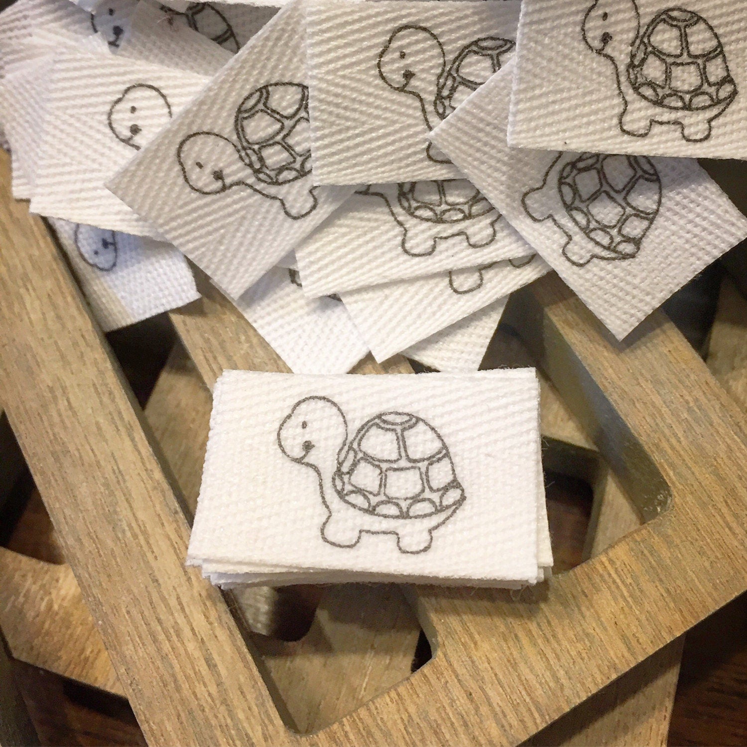 Custom (0.75 inch) Pre-CUT - Printed Cotton Twill Ribbon Labels: Flat or Folded, Sew-in - Natural/White