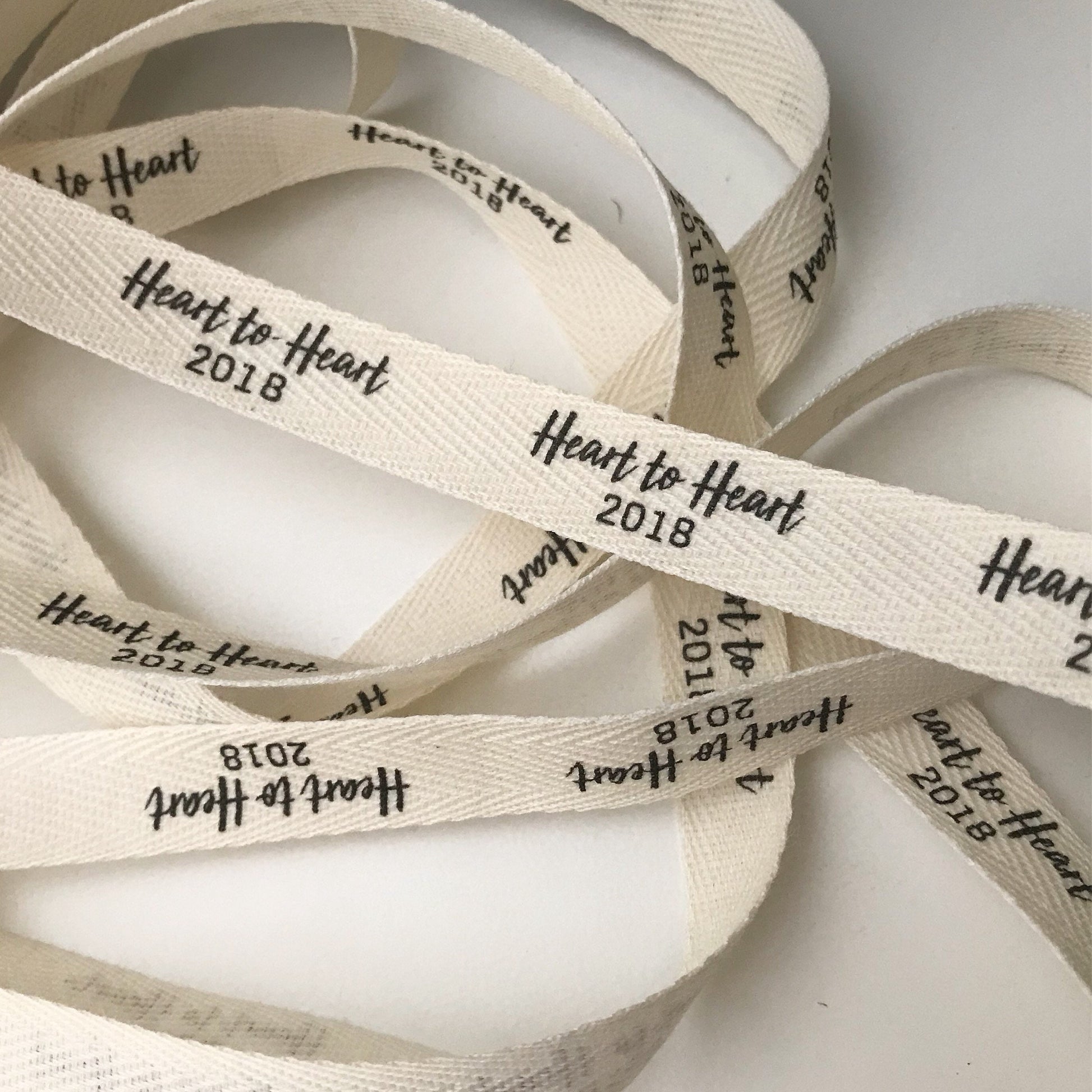 Custom (0.5 inch) SPOOL - Printed Cotton Twill Ribbon Labels: Flat or Folded, Sew-in - Natural/White