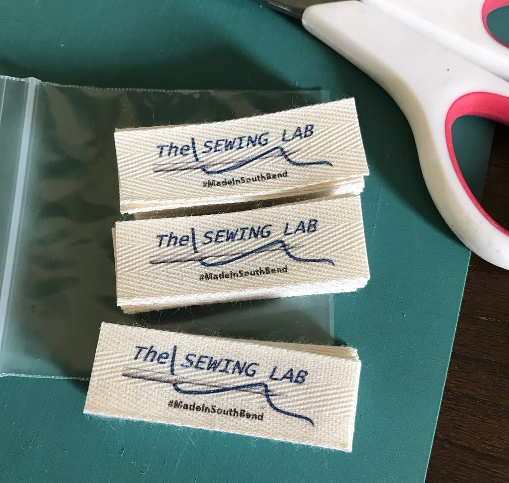 Custom (0.5 inch) pre-CUT - Printed Cotton Twill Ribbon Labels: Flat or Folded, Sew-in - Natural/White