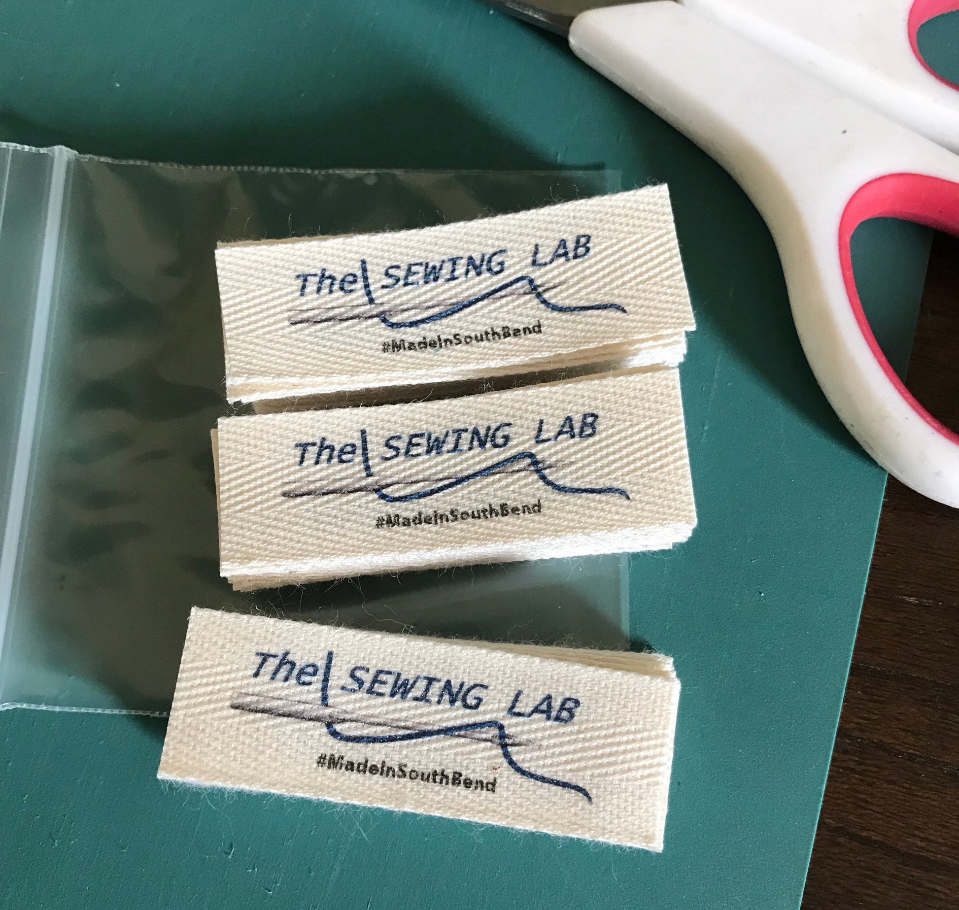 Custom (0.5 inch) pre-CUT - Printed Cotton Twill Ribbon Labels: Flat or Folded, Sew-in - Natural/White