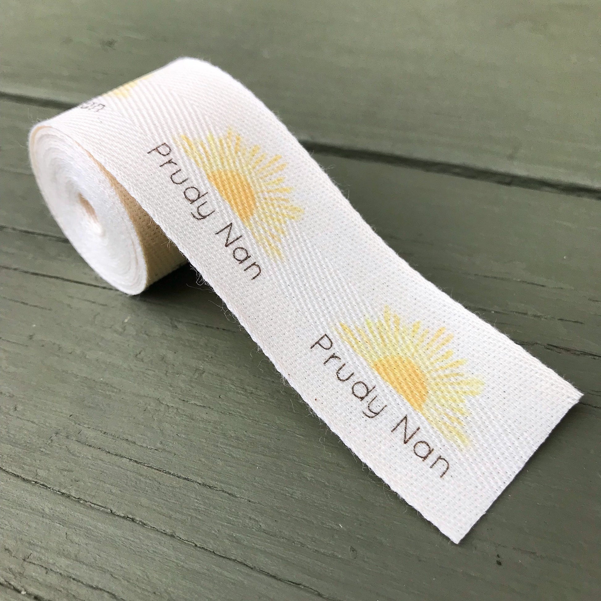 Custom (1.5 inch) SPOOL - Printed Cotton Twill Ribbon Labels: Flat or Folded, Sew-in - Natural/White