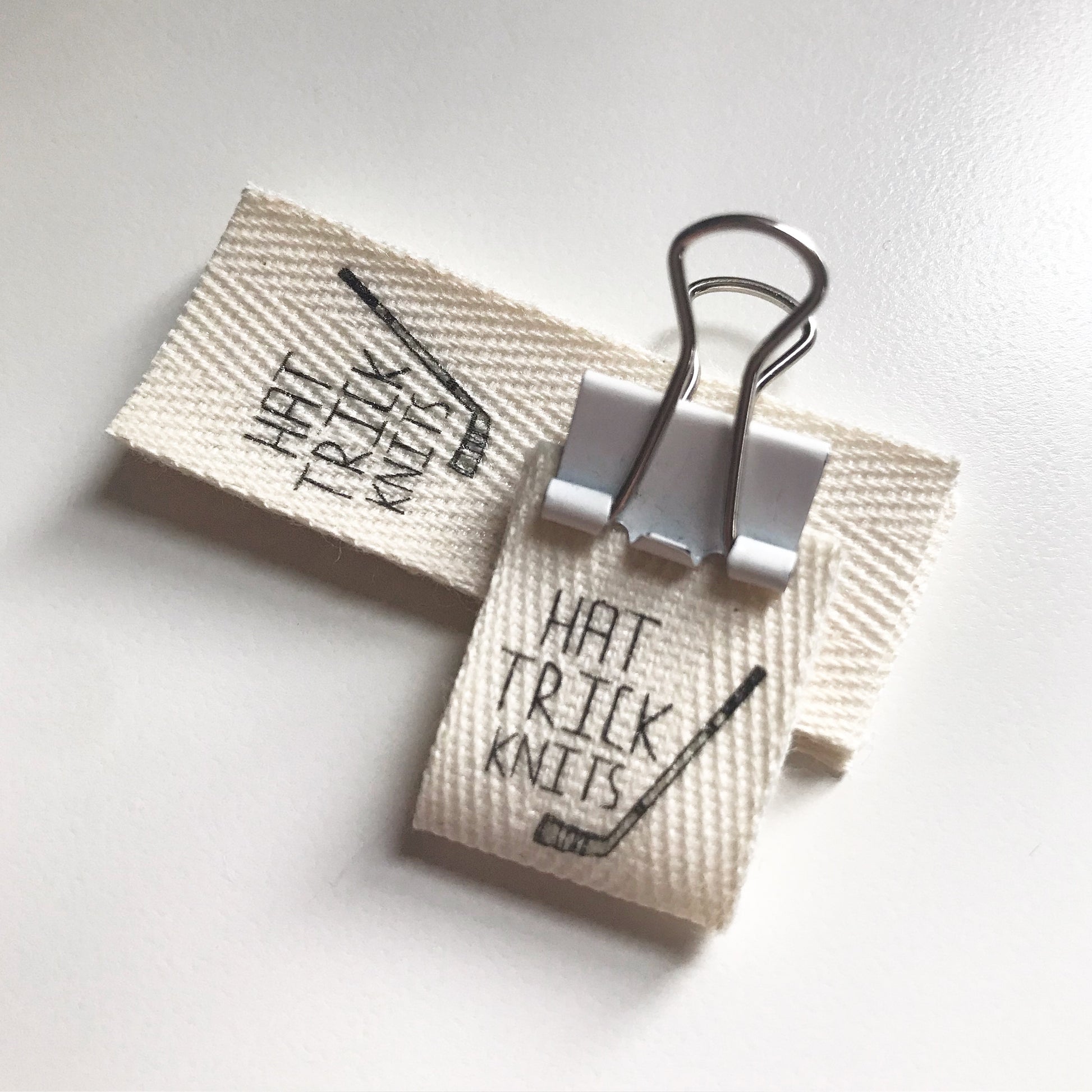 Custom (0.75 inch) Pre-CUT - Printed Cotton Twill Ribbon Labels: Flat or Folded, Sew-in - Natural/White