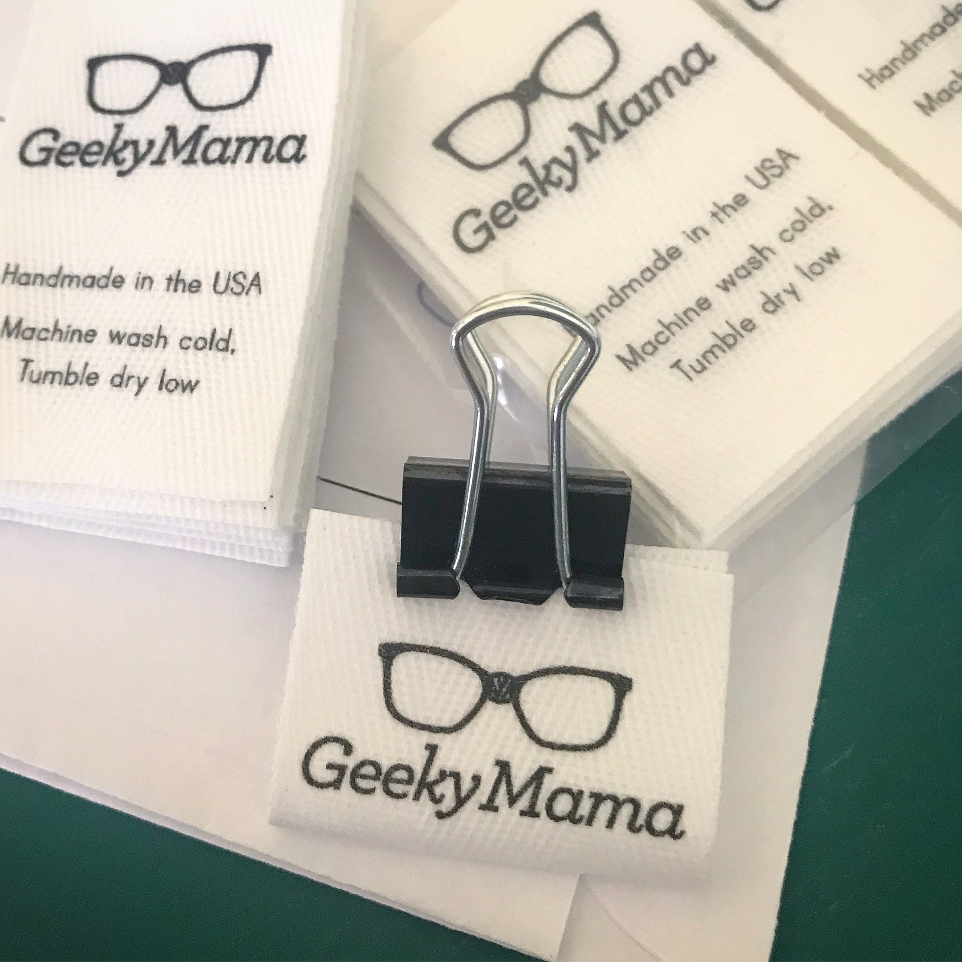 Custom (1.25 inch) Pre-CUT - Printed Cotton Twill Ribbon Labels: Flat or Folded, Sew-in - Natural/White