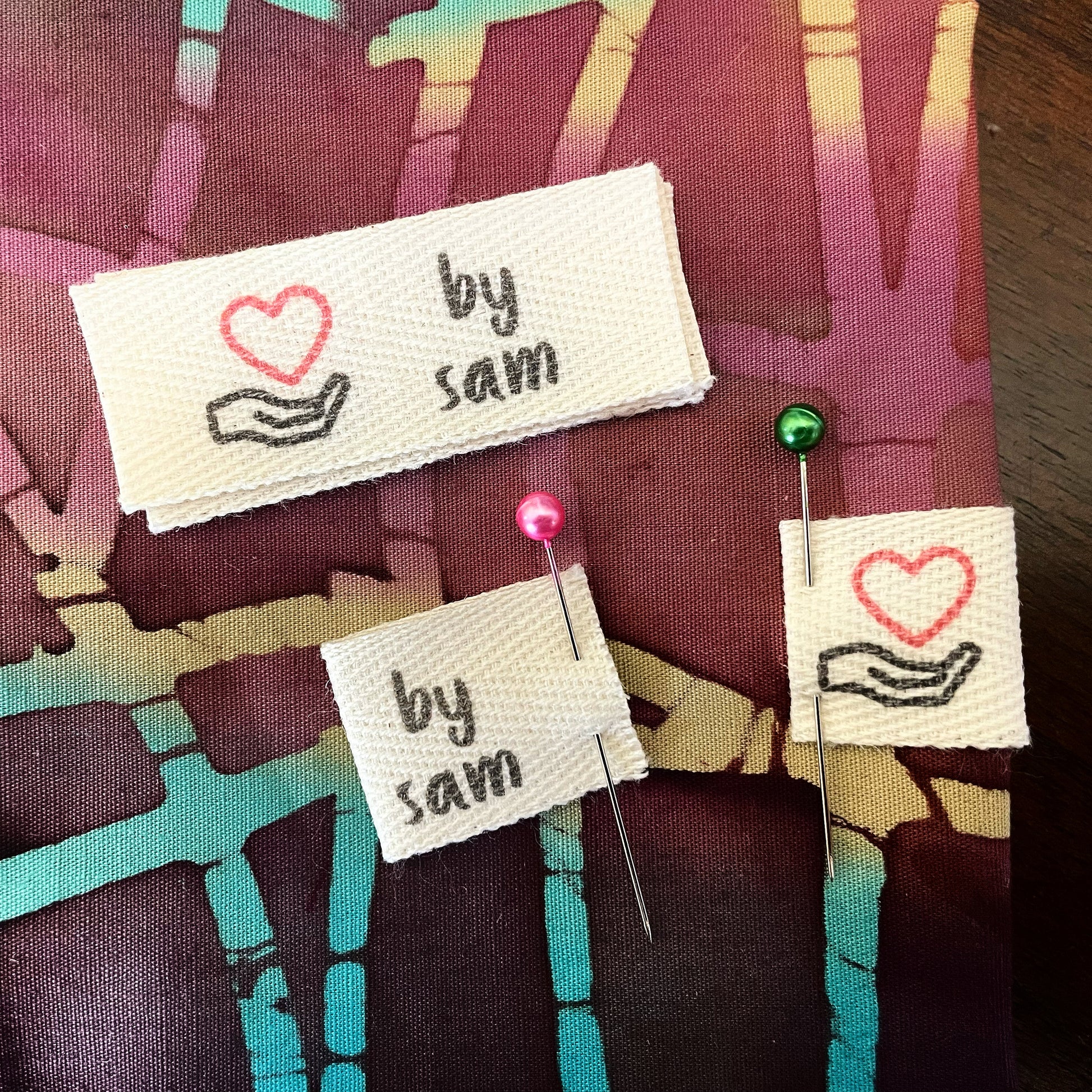 Custom (0.625 inch) Pre-CUT - Printed Cotton Twill Ribbon Labels: Flat or Folded, Sew-in - Natural/White