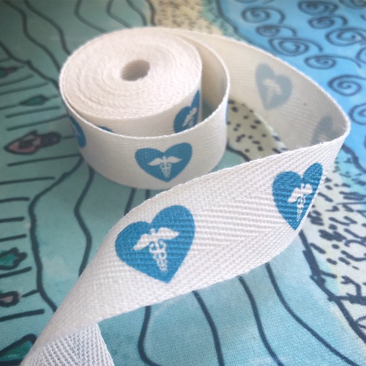 Custom (0.75 inch) SPOOL - Printed Cotton Twill Ribbon Labels: Flat or Folded, Sew-in - Natural/White