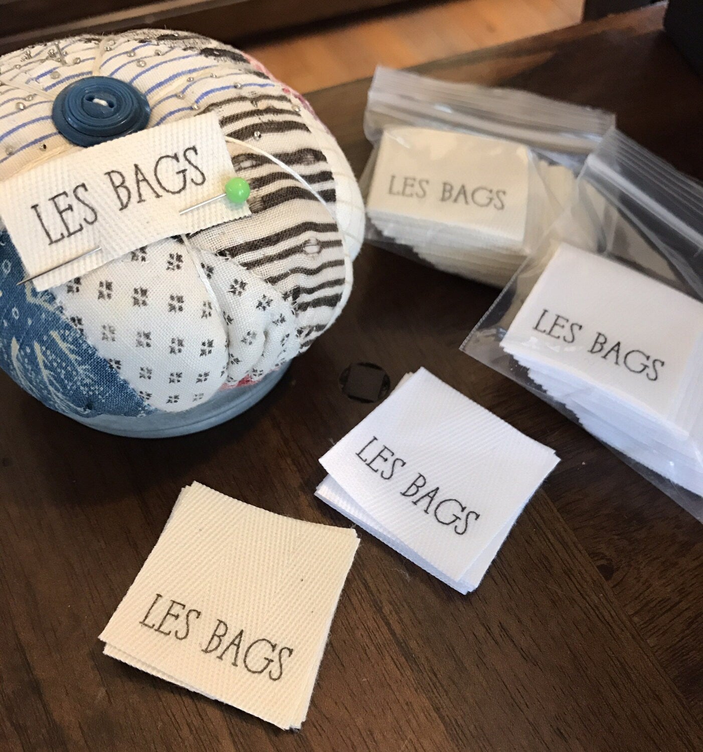 Custom (1.5 inch) Pre-CUT - Printed Cotton Twill Ribbon Labels: Flat or Folded, Sew-in - Natural/White