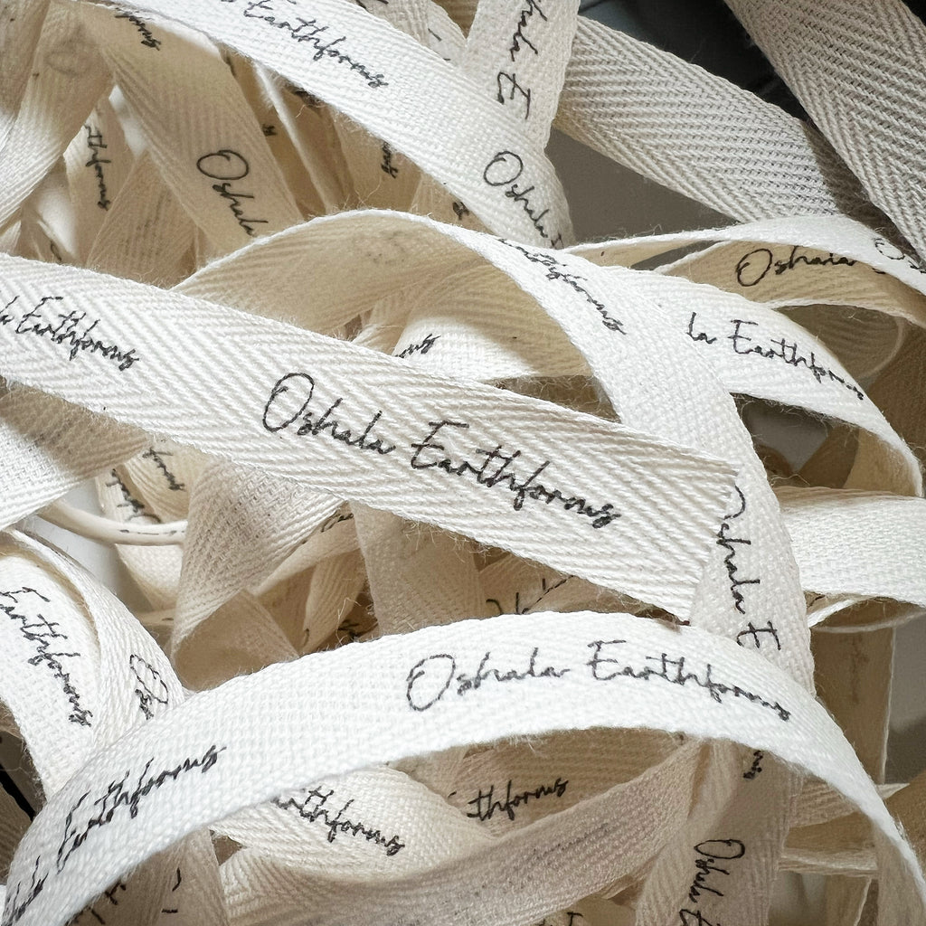 Custom (0.5 inch) SPOOL - Printed Cotton Twill Ribbon Labels: Flat or Folded, Sew-in - Natural/White