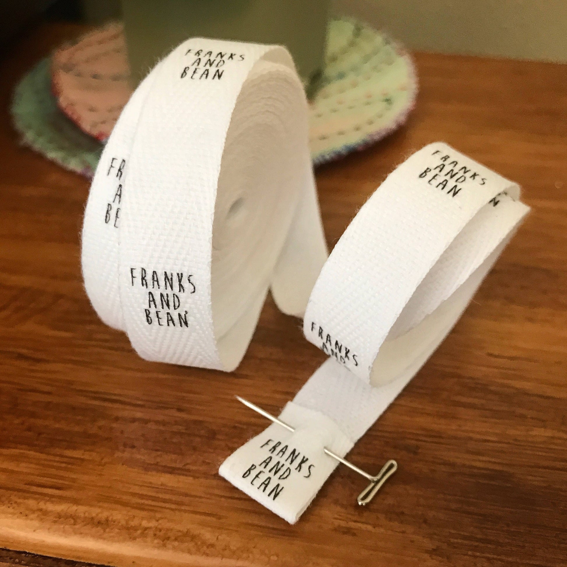 Custom (0.75 inch) SPOOL - Printed Cotton Twill Ribbon Labels: Flat or Folded, Sew-in - Natural/White