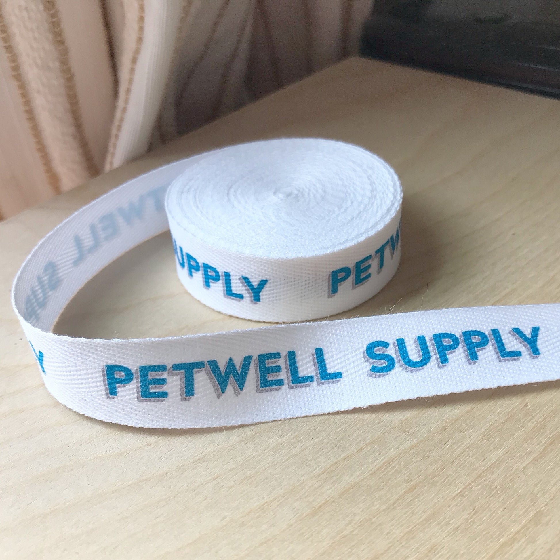 Custom (0.625 inch) SPOOL - Printed Cotton Twill Ribbon Labels: Flat or Folded, Sew-in - Natural/White