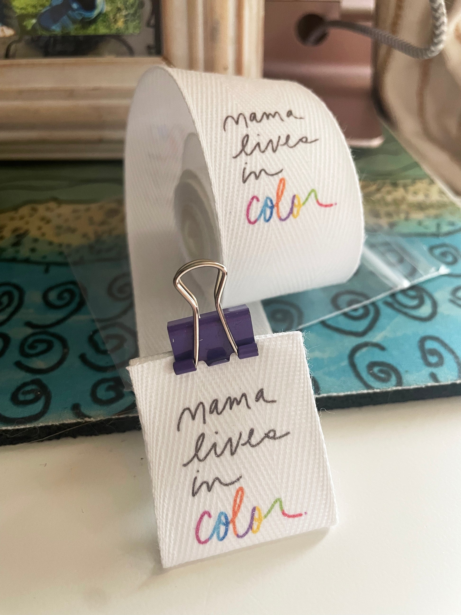 Custom (1 inch) SPOOL - Printed Cotton Twill Ribbon Labels: Flat or Folded, Sew-in - Natural/White