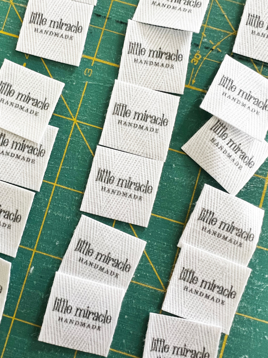 Custom (1 inch) Pre-CUT - Printed Cotton Twill Ribbon Labels: Flat or Folded, Sew-in - Natural/White