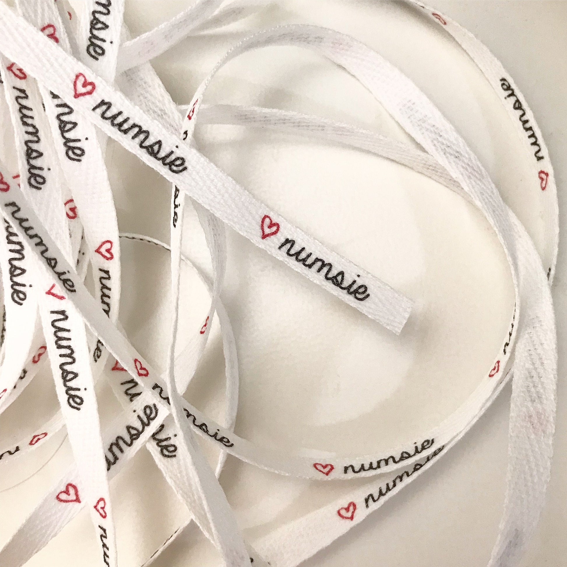Custom (0.375 inch) SPOOL - Printed Cotton Twill Ribbon Labels: Flat or Folded, Sew-in - Natural/White