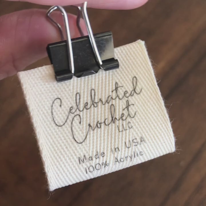 Custom (1.5 inch) Pre-CUT - Printed Cotton Twill Ribbon Labels: Flat or Folded, Sew-in - Natural/White